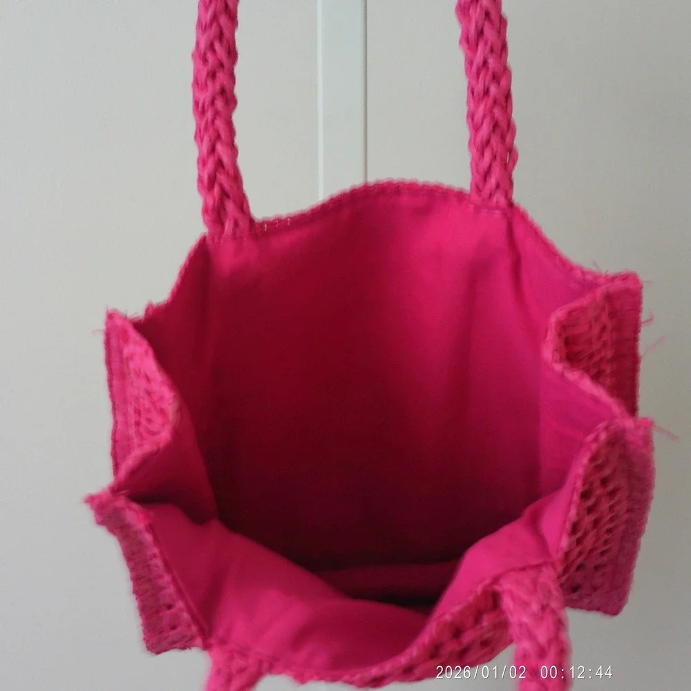 Juicy Couture Straw Beachy Tropical Y2K Coastal Dainty Mini Tote Bag Pink